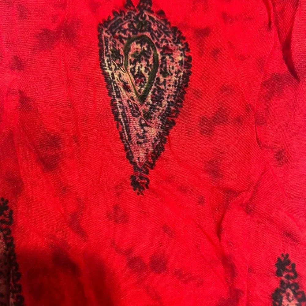 Y2K Rave Red and black paisley print flare pants‎